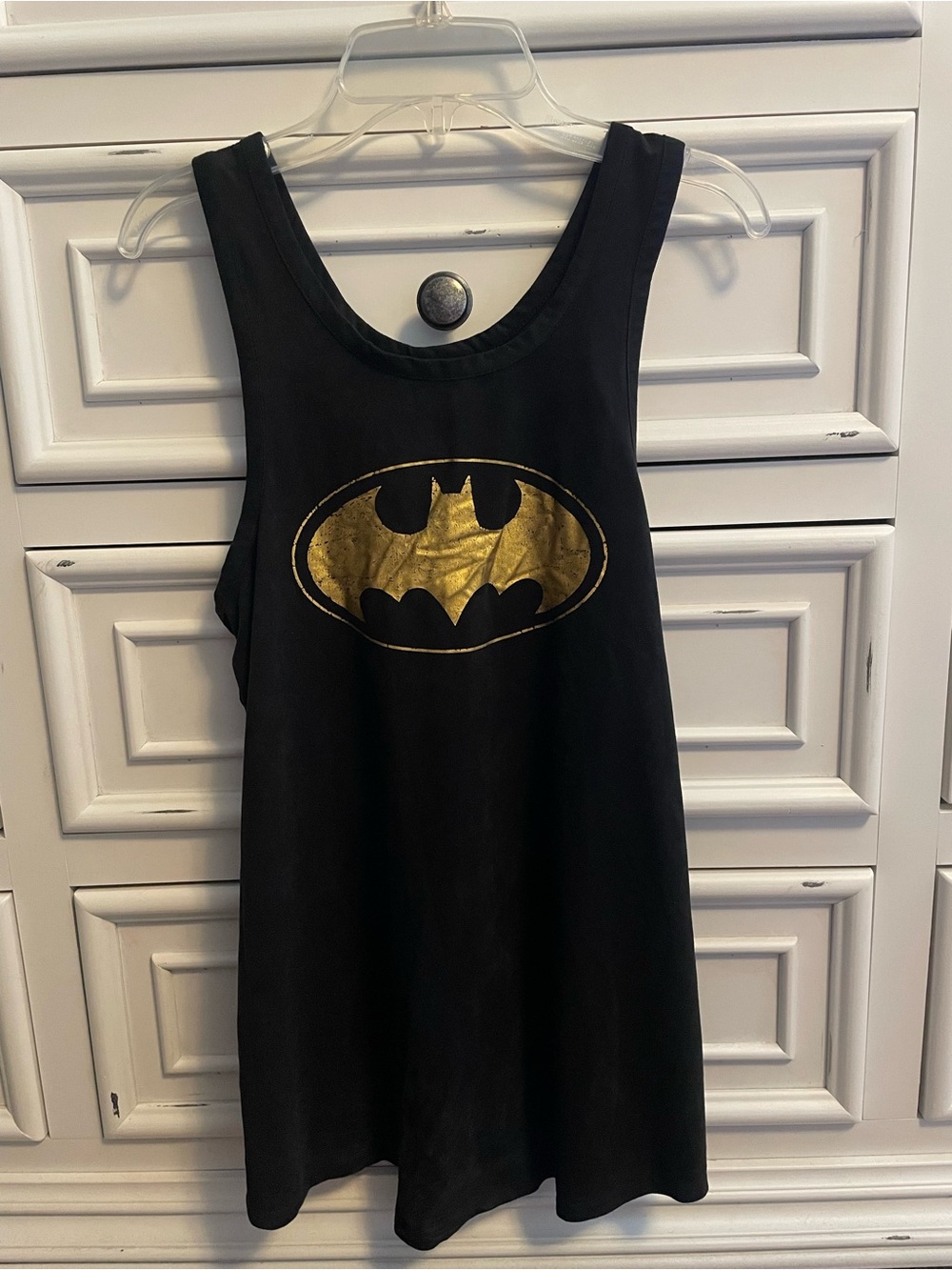 Batman Black Tee with Silver Logo Tag